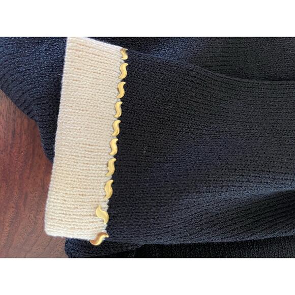 J.S.S knit wear jacket blazer small black cream wool blend button up classic - Picture 12 of 12